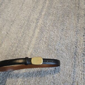 Coach Leather Belt M Black 1" French Calfskin w Solid Brass Medallion Buckle